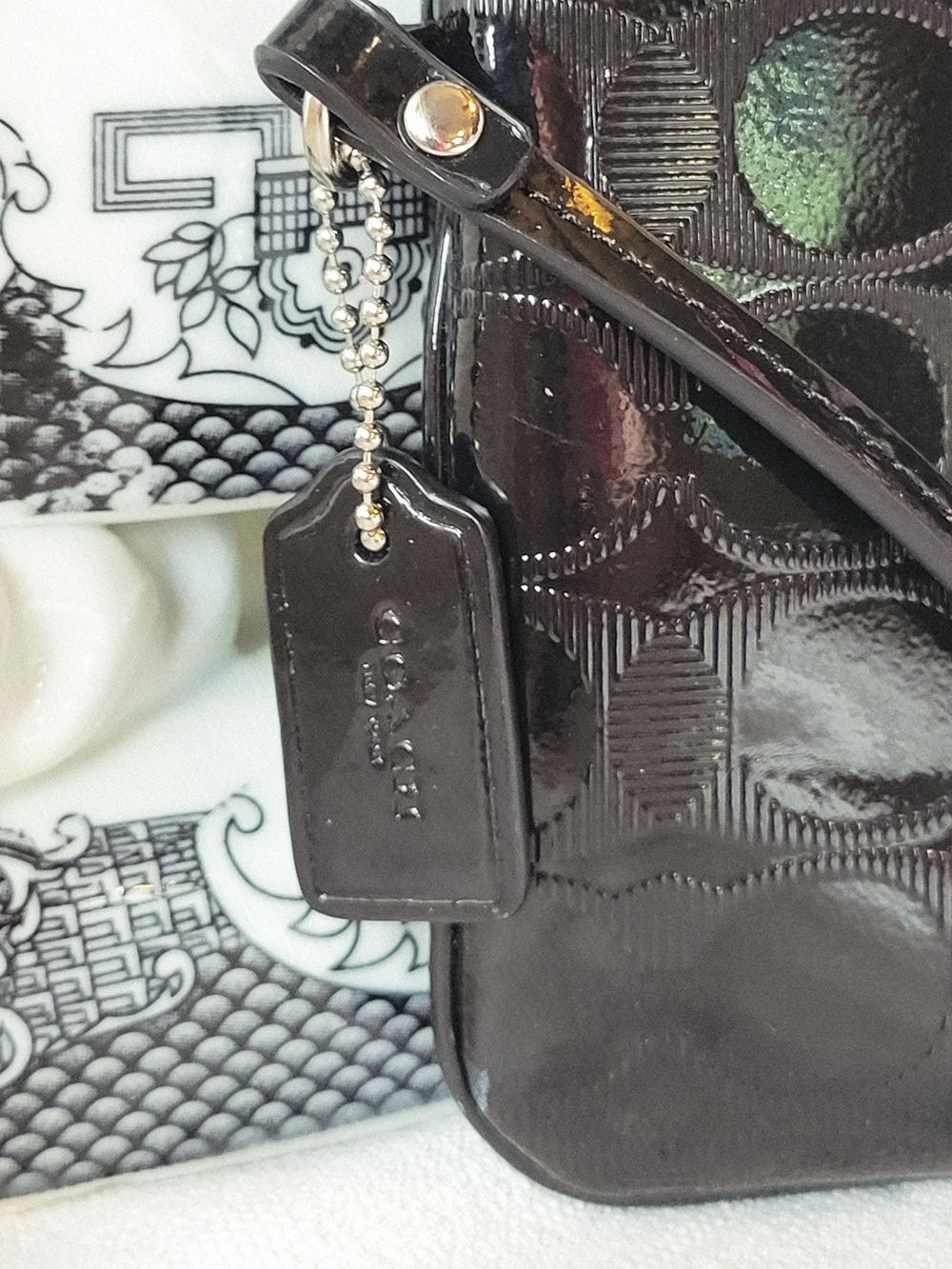 Coach Black Patent Leather Wristlet - Picture 2 of 4